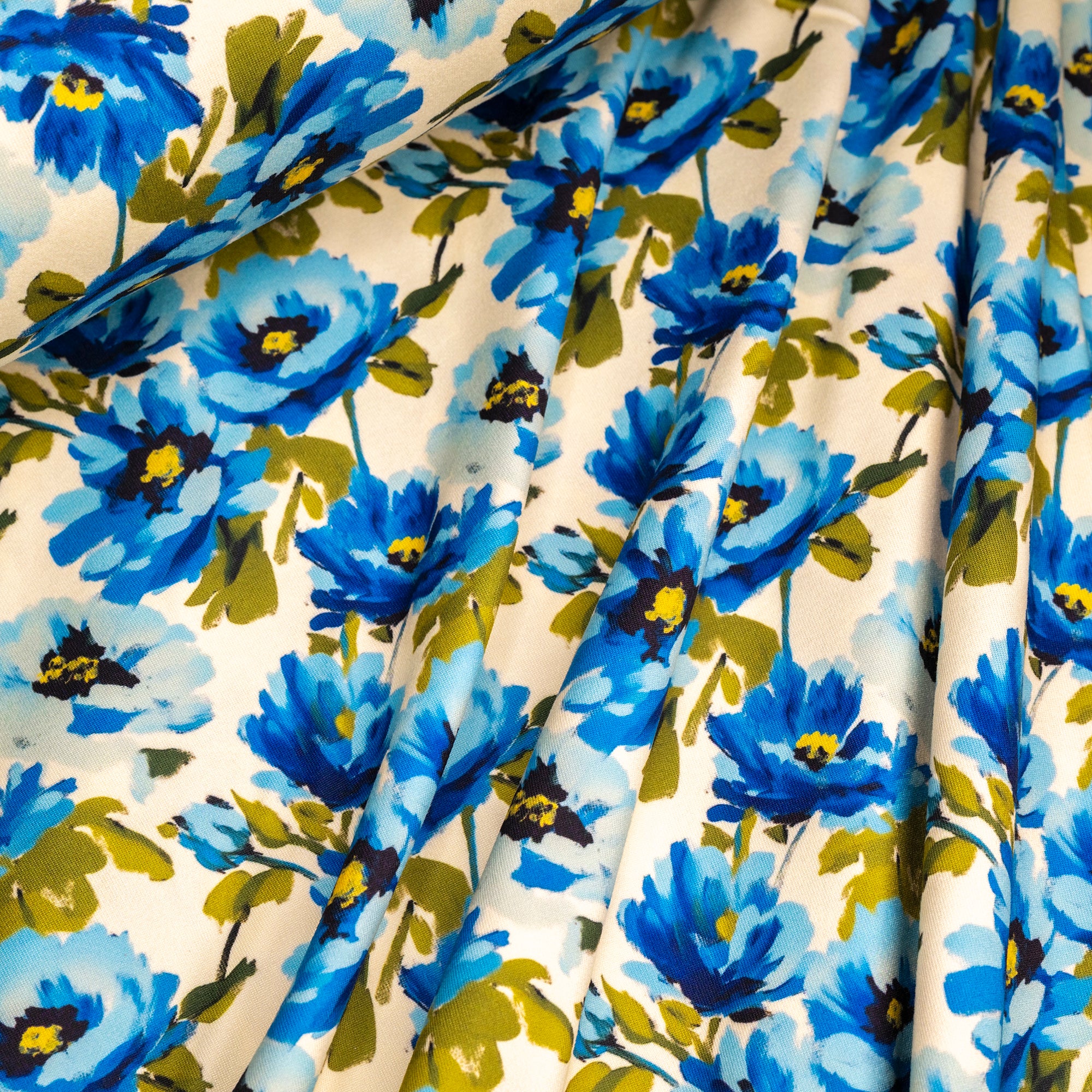 Soft Floral Double Brushed Polyester Knit Jersey Fabric